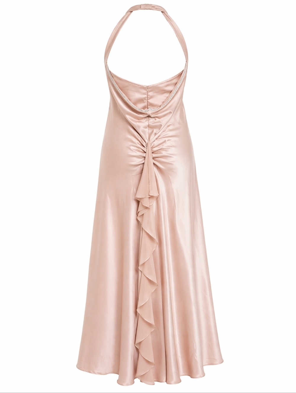 Plus Size Tan-ish/ Gold Halter Satin Formal Dress with Shawl Size 3X-Large - Picture 4 of 6
